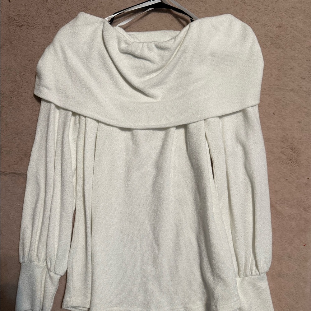 Doe & Rae Off-Shoulder Cream Sweater - Picture 2 of 3